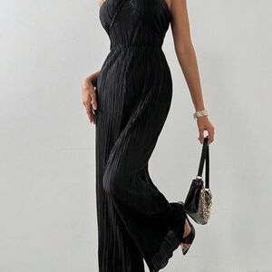 Elegant Black Pleated Jumpsuit